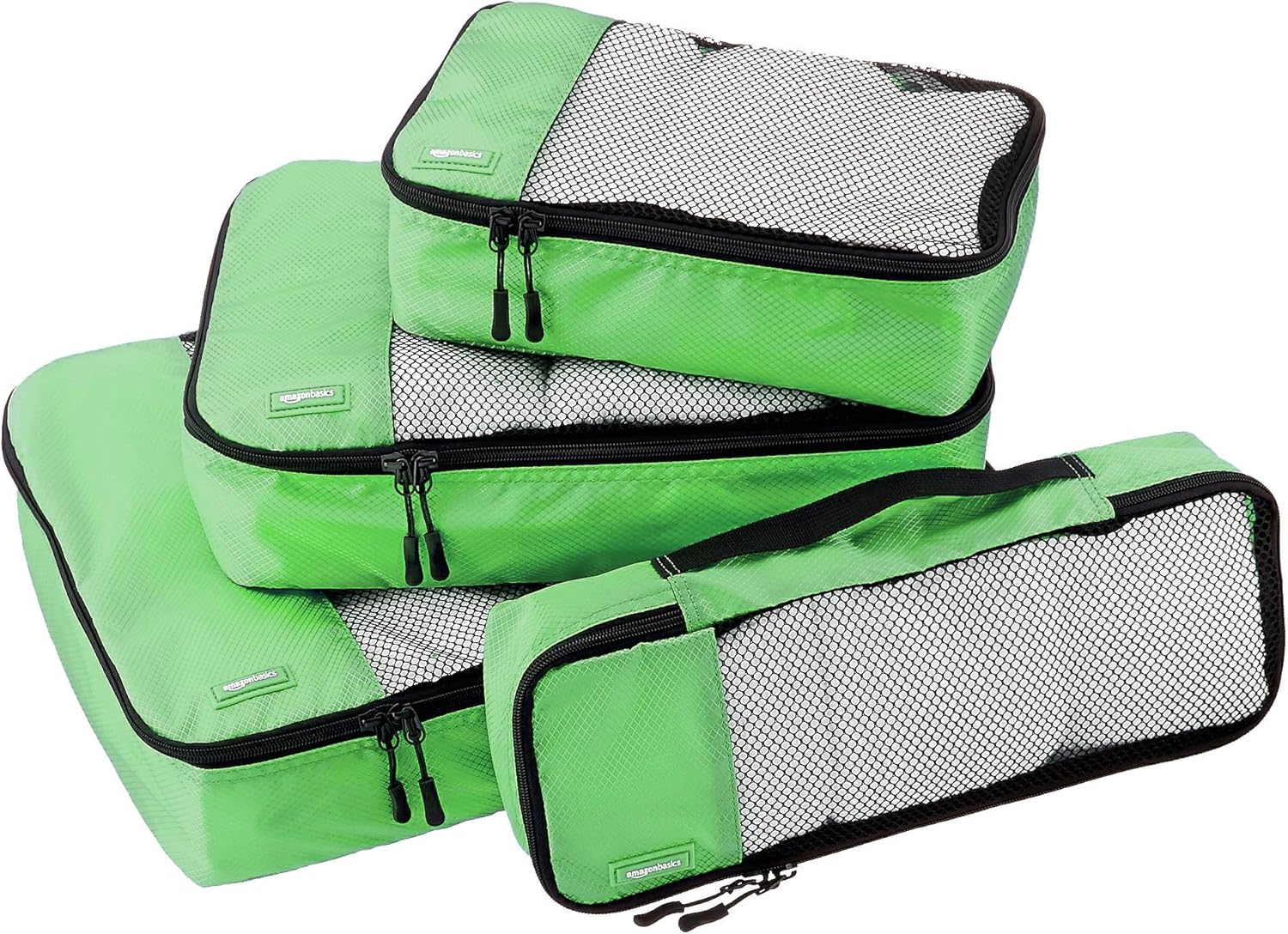 4 Piece Packing Travel Organizer Zipper Cubes Set, Small, Green