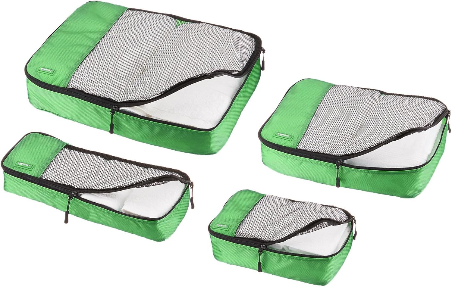 4 Piece Packing Travel Organizer Zipper Cubes Set, Small, Green - Image 6